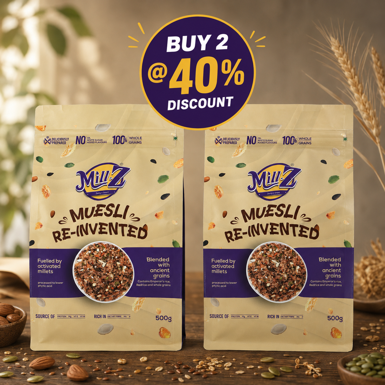 Muesli BUY 2 Combo - 500gx2 ( No bowl -Only 2 muesli pack )